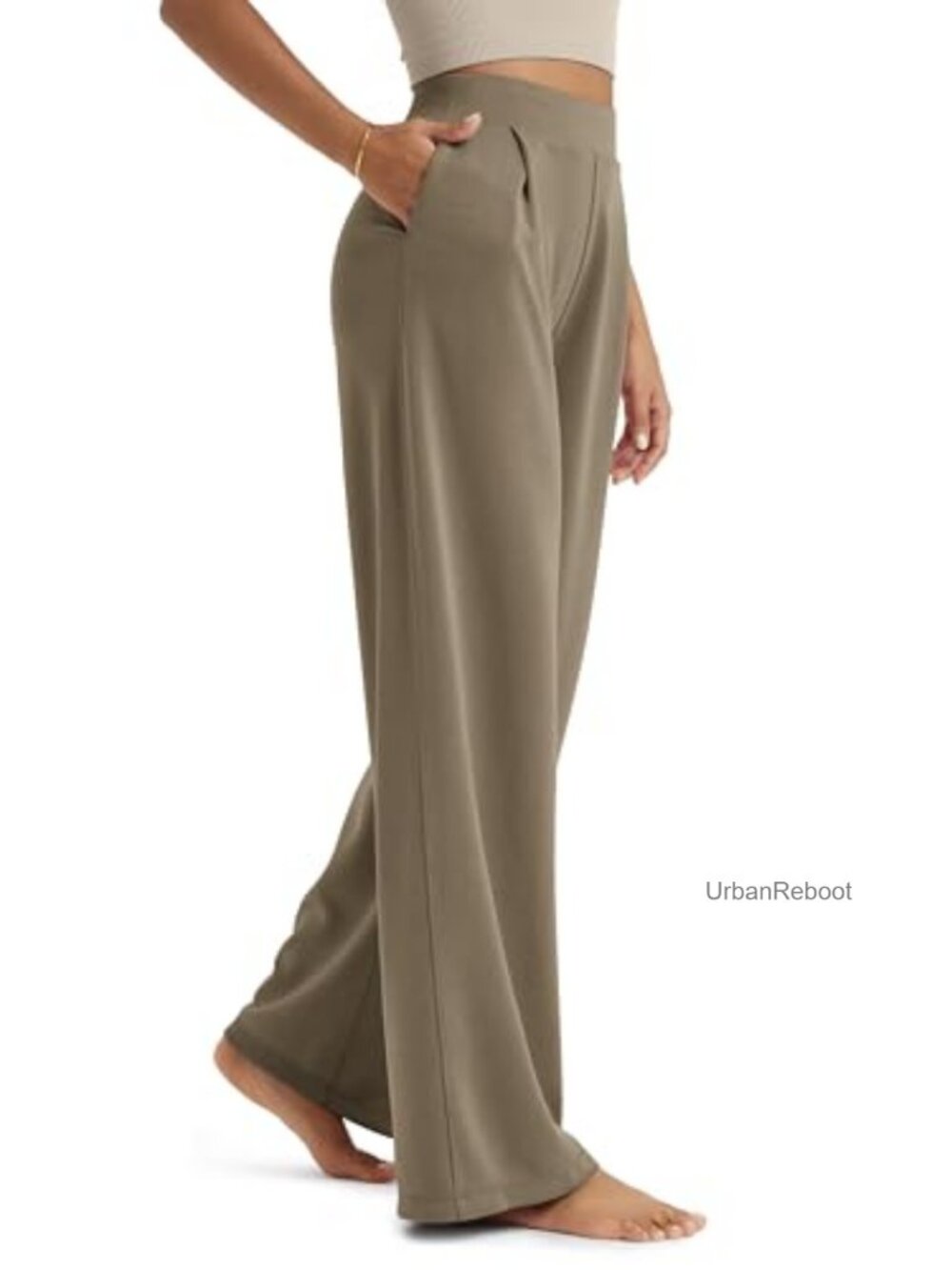Modal Soft Wide Leg Pants High Waist Pull On with Pockets